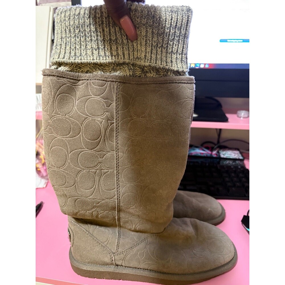 used gray sz 6 coach slip on boots
